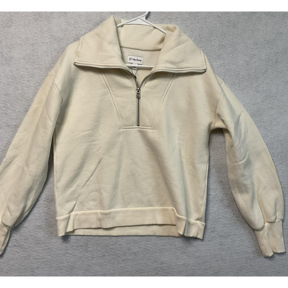 The Drop Sweatshirt Womens Small White Halen Half Zip Pullover Collared Fleece - Picture 1 of 9